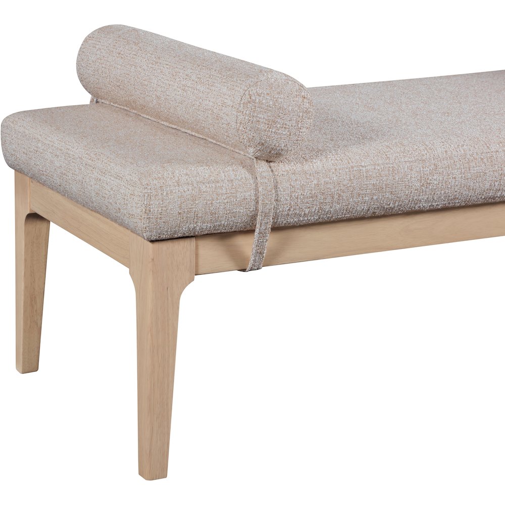 Priscilla Beige Linen Textured Fabric Bench. Picture 5