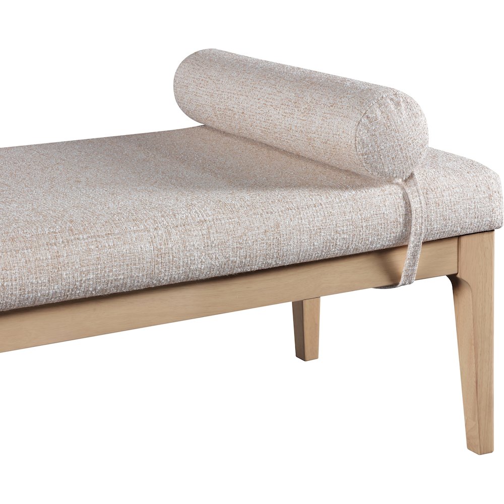 Priscilla Beige Linen Textured Fabric Bench. Picture 6