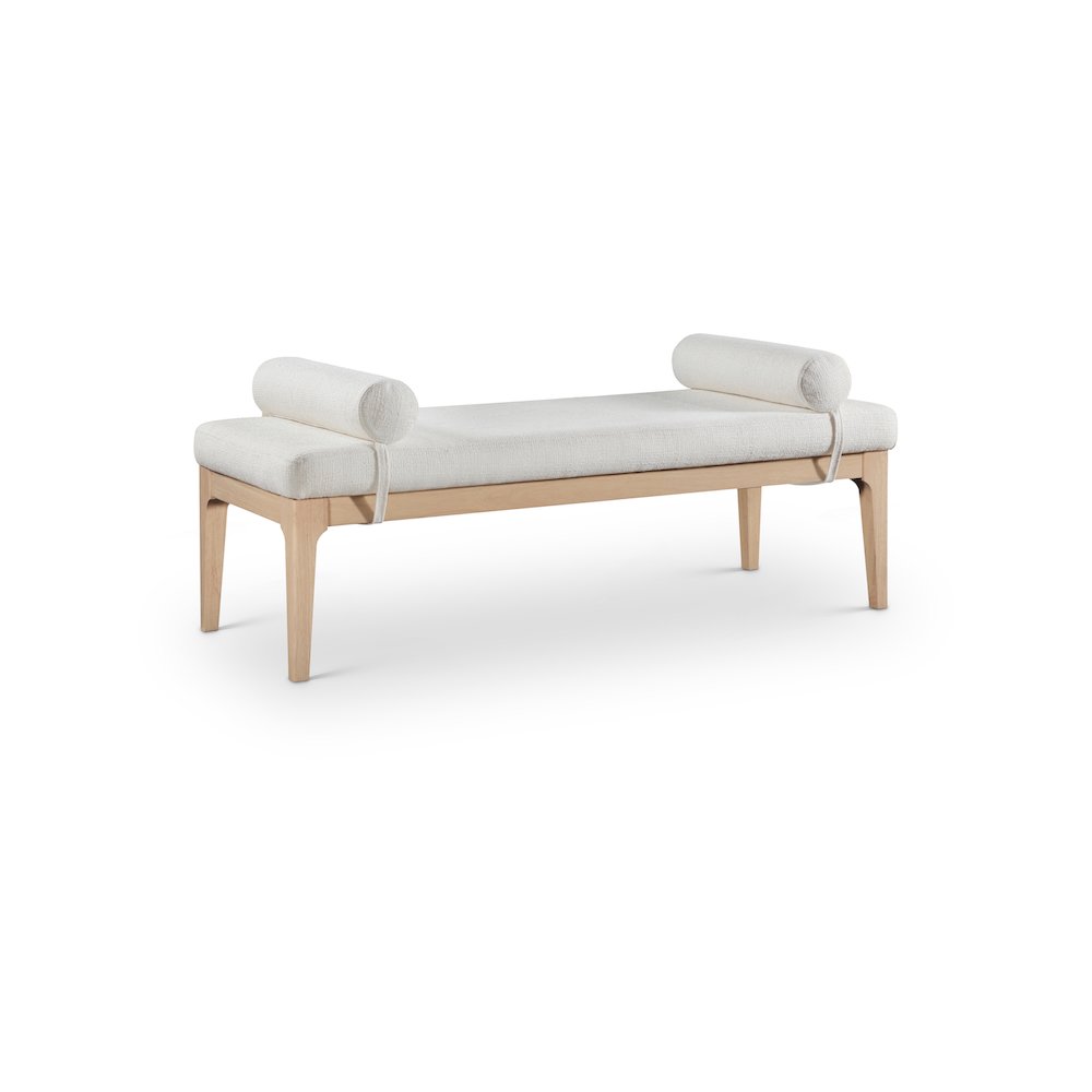 Priscilla Cream Linen Textured Fabric Bench. Picture 1