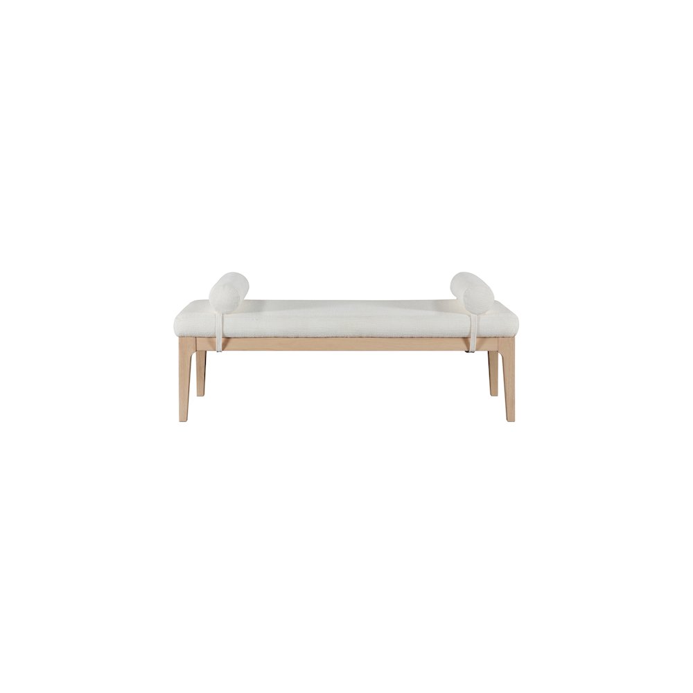 Priscilla Cream Linen Textured Fabric Bench. Picture 3