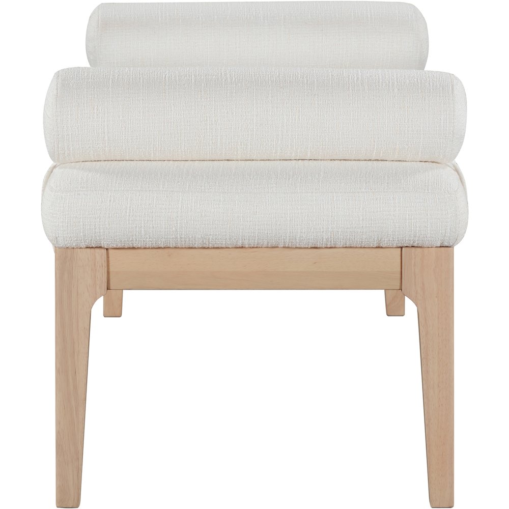 Priscilla Cream Linen Textured Fabric Bench. Picture 4
