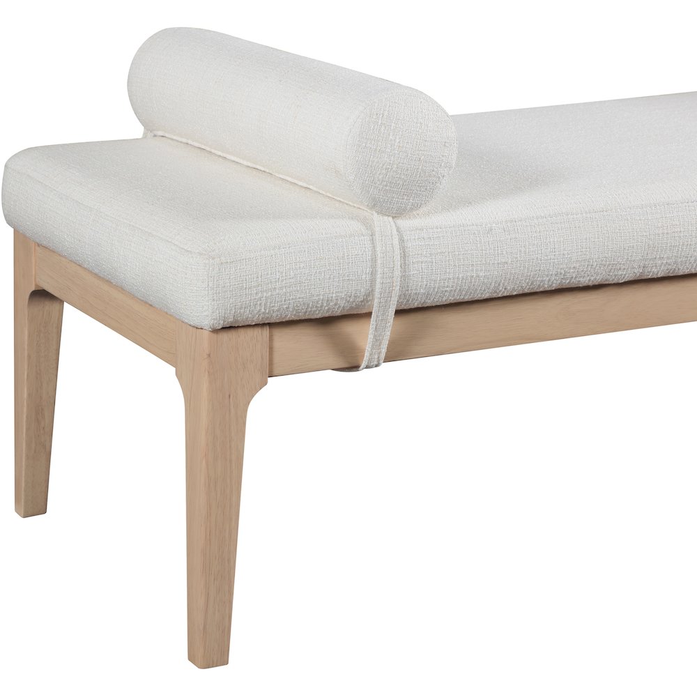 Priscilla Cream Linen Textured Fabric Bench. Picture 5