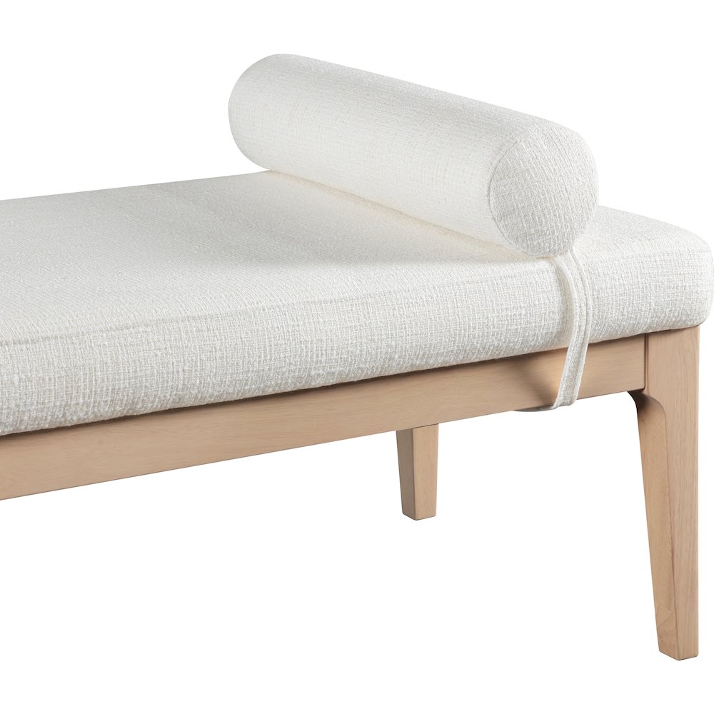 Priscilla Cream Linen Textured Fabric Bench. Picture 6