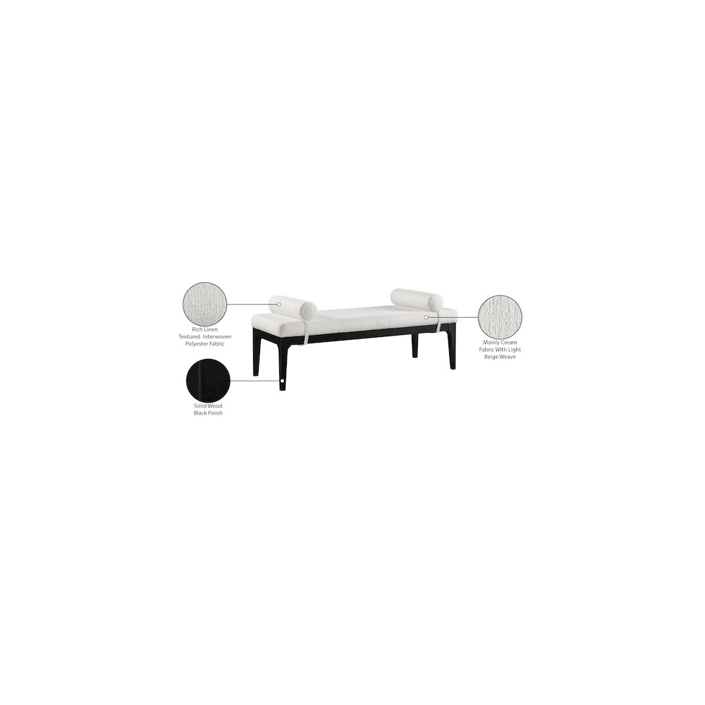 Priscilla Cream Linen Textured Fabric Bench. Picture 9