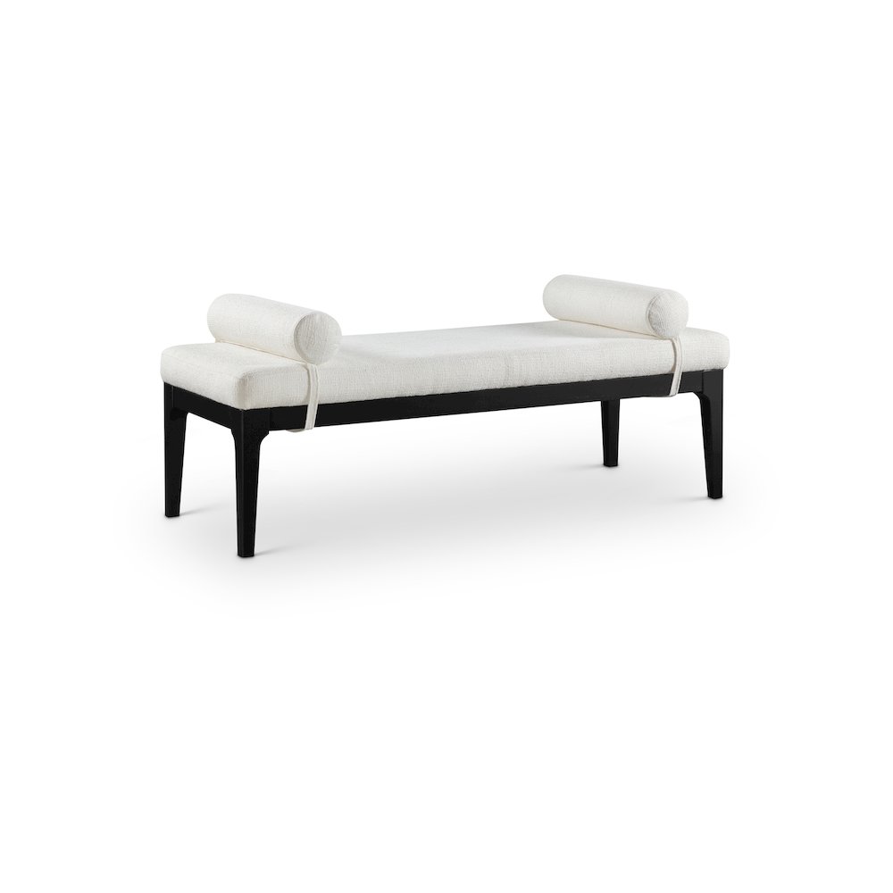 Priscilla Cream Linen Textured Fabric Bench. Picture 1