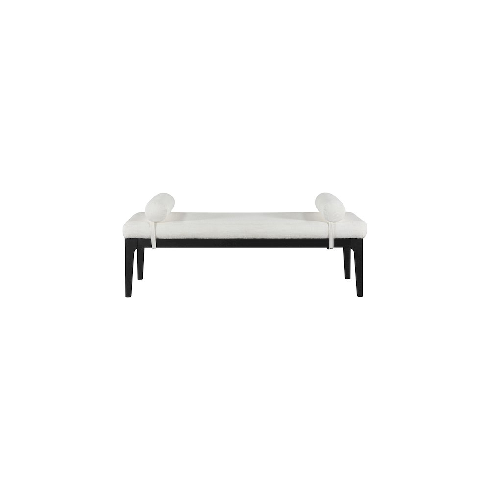 Priscilla Cream Linen Textured Fabric Bench. Picture 3