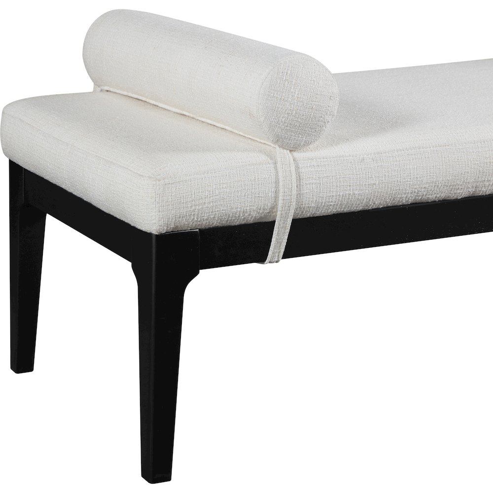 Priscilla Cream Linen Textured Fabric Bench. Picture 5
