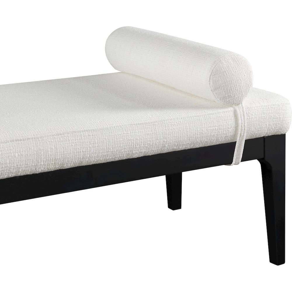 Priscilla Cream Linen Textured Fabric Bench. Picture 6