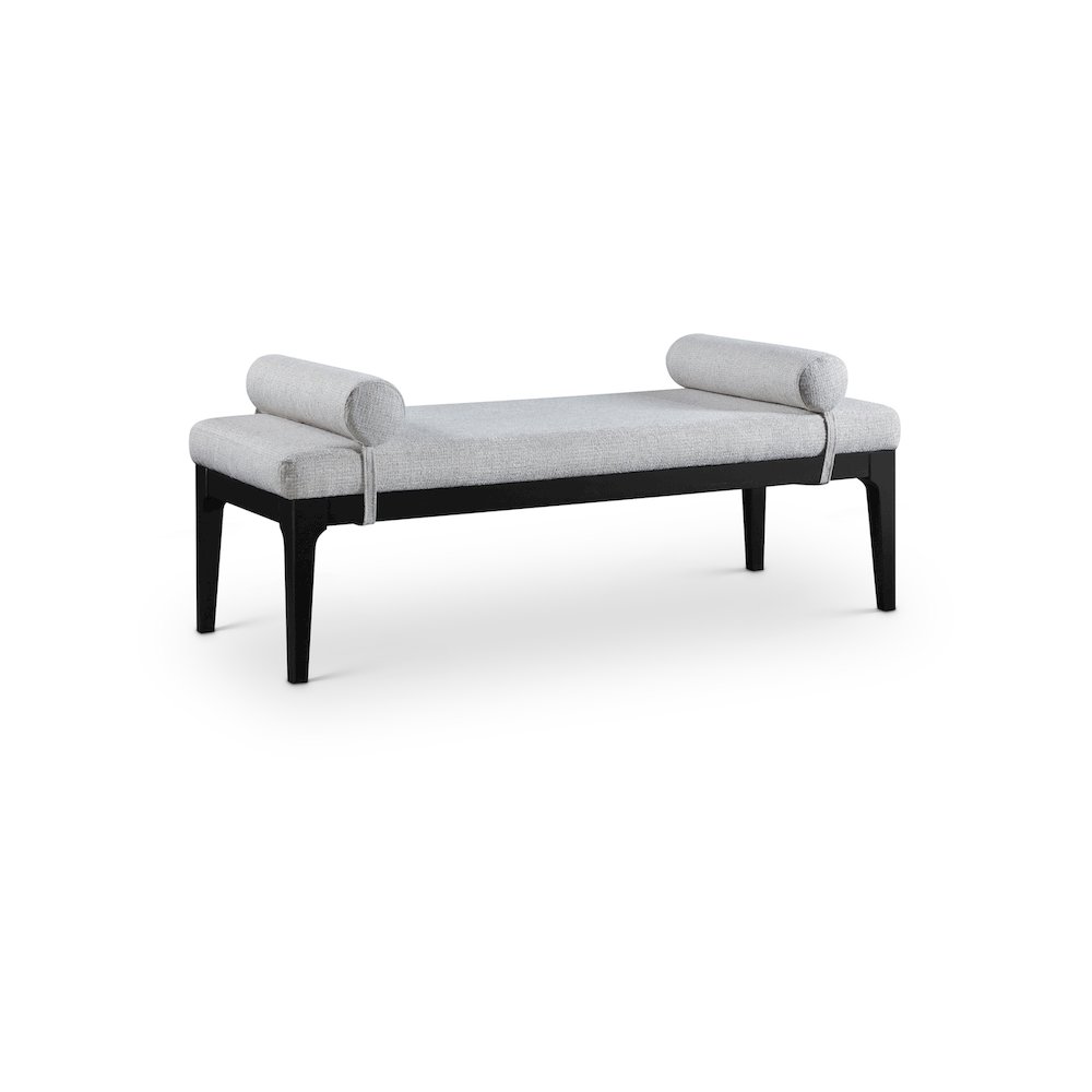 Priscilla Grey Linen Textured Fabric Bench. Picture 1