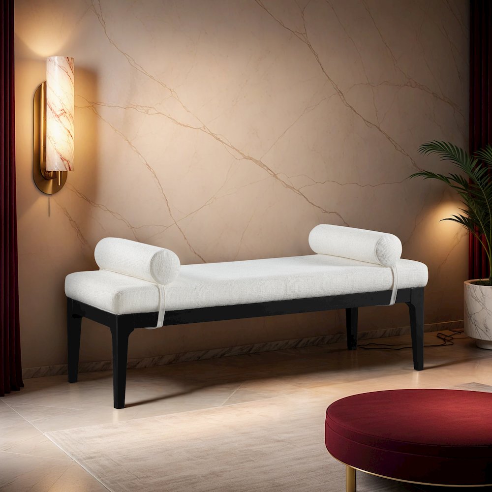 Priscilla Grey Linen Textured Fabric Bench. Picture 2