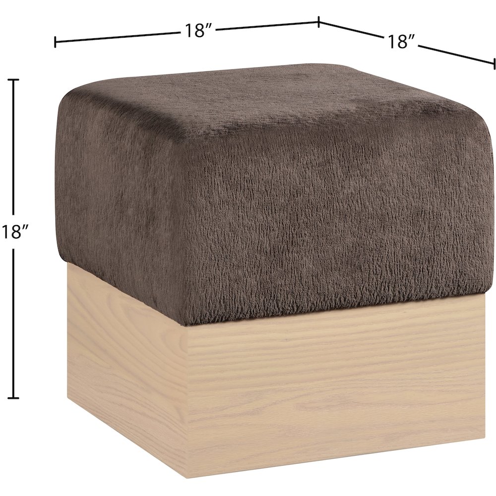 Havre Brown Velour Fur Fabric Ottoman/Stool. Picture 7