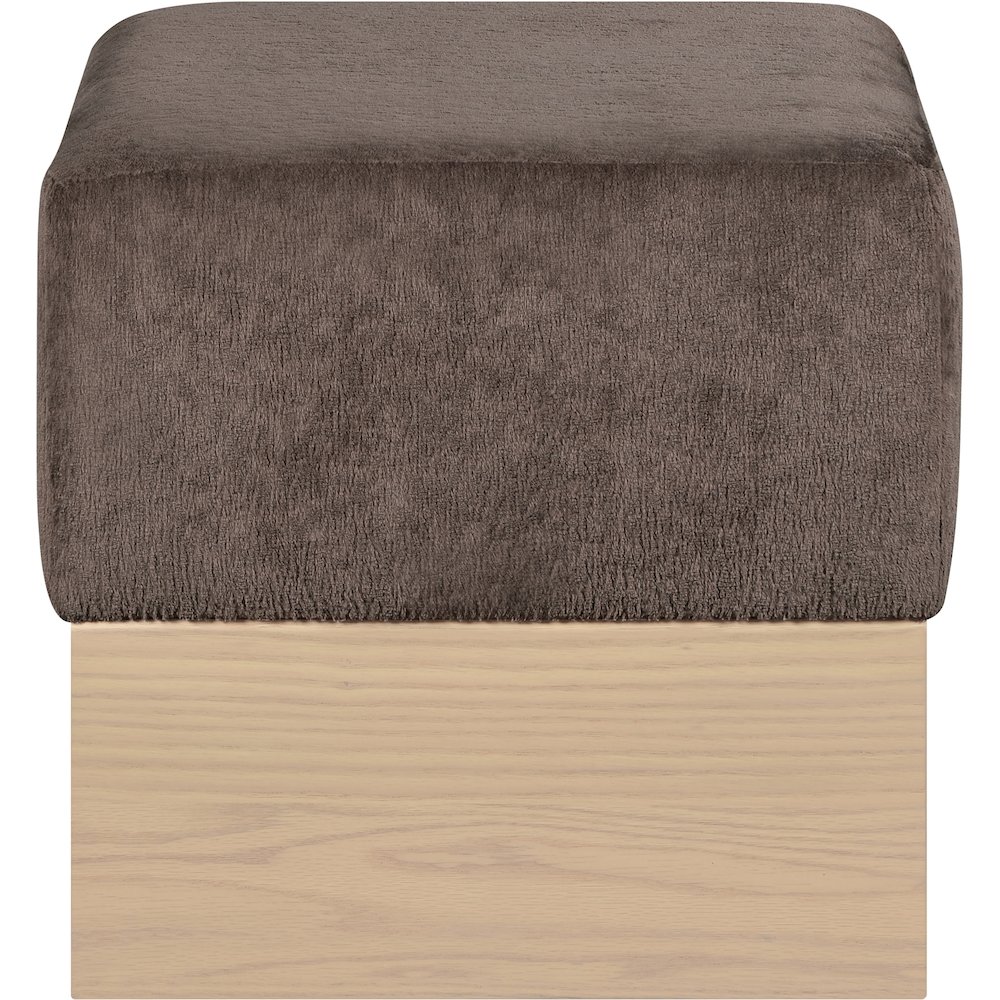 Havre Brown Velour Fur Fabric Ottoman/Stool. Picture 3