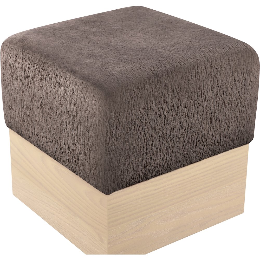 Havre Brown Velour Fur Fabric Ottoman/Stool. Picture 4