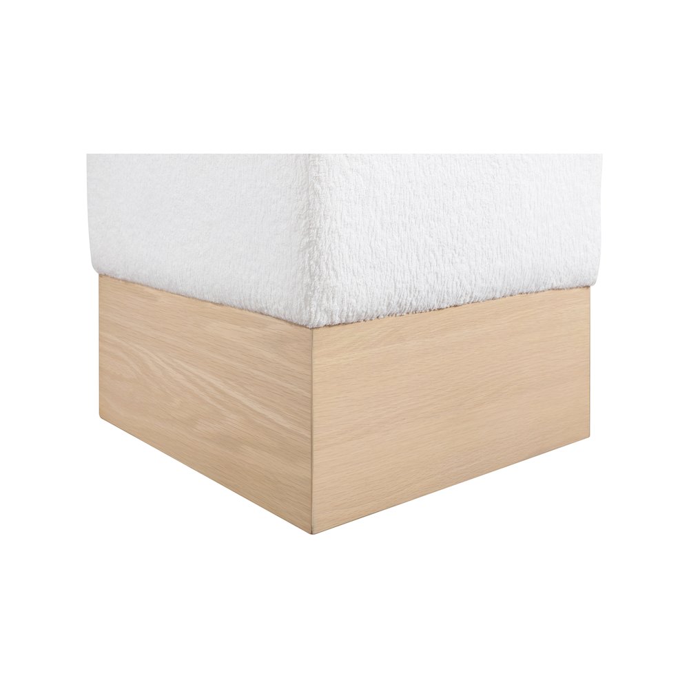 Havre Cream Velour Fur Fabric Ottoman/Stool. Picture 5