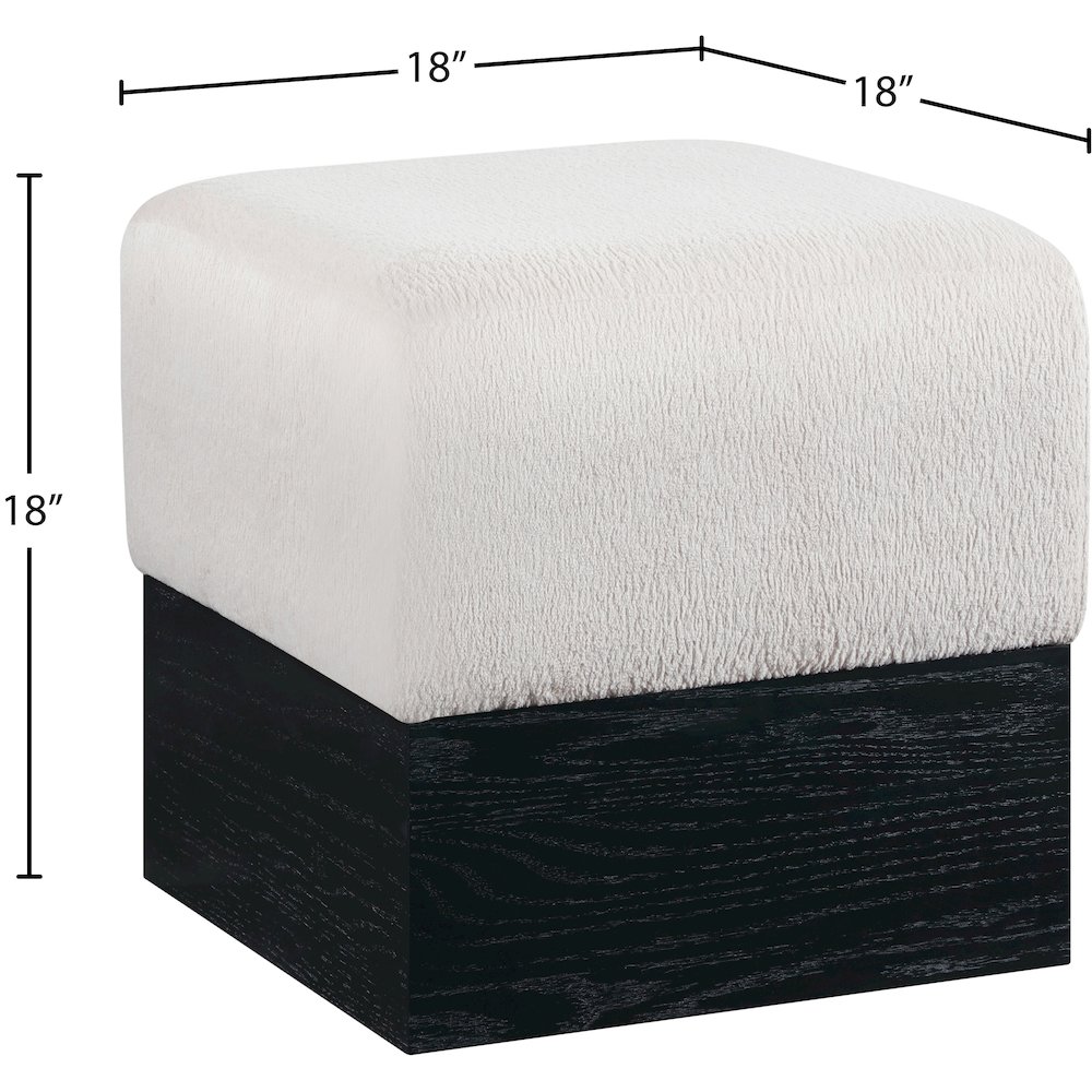 Havre Beige Velour Fur Fabric Ottoman/Stool. Picture 7