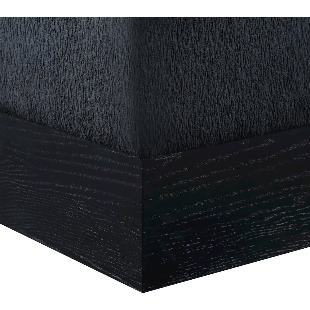 Havre Black Velour Fur Fabric Ottoman/Stool. Picture 5