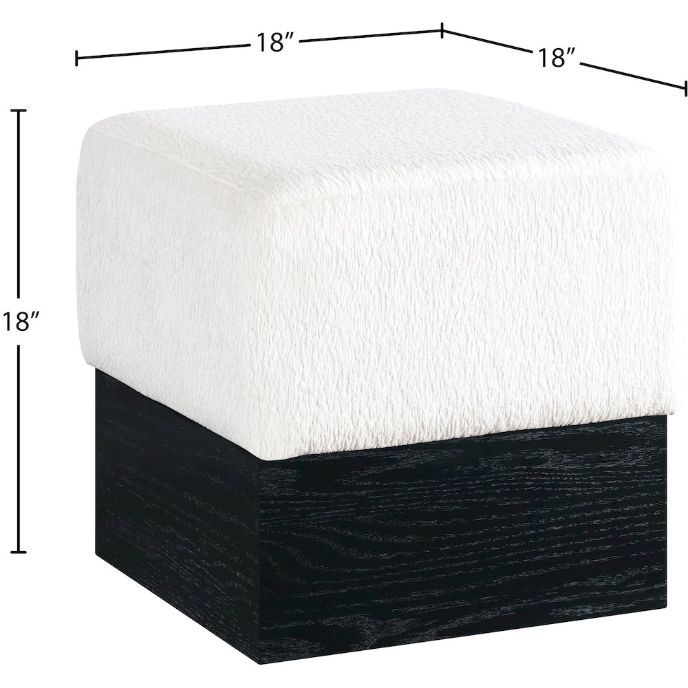 Havre Cream Velour Fur Fabric Ottoman/Stool. Picture 7