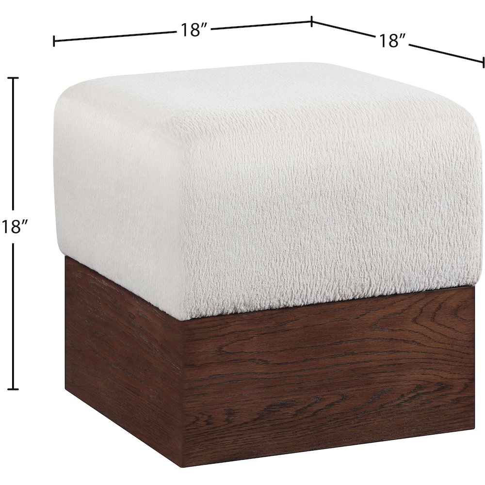 Havre Beige Velour Fur Fabric Ottoman/Stool. Picture 6