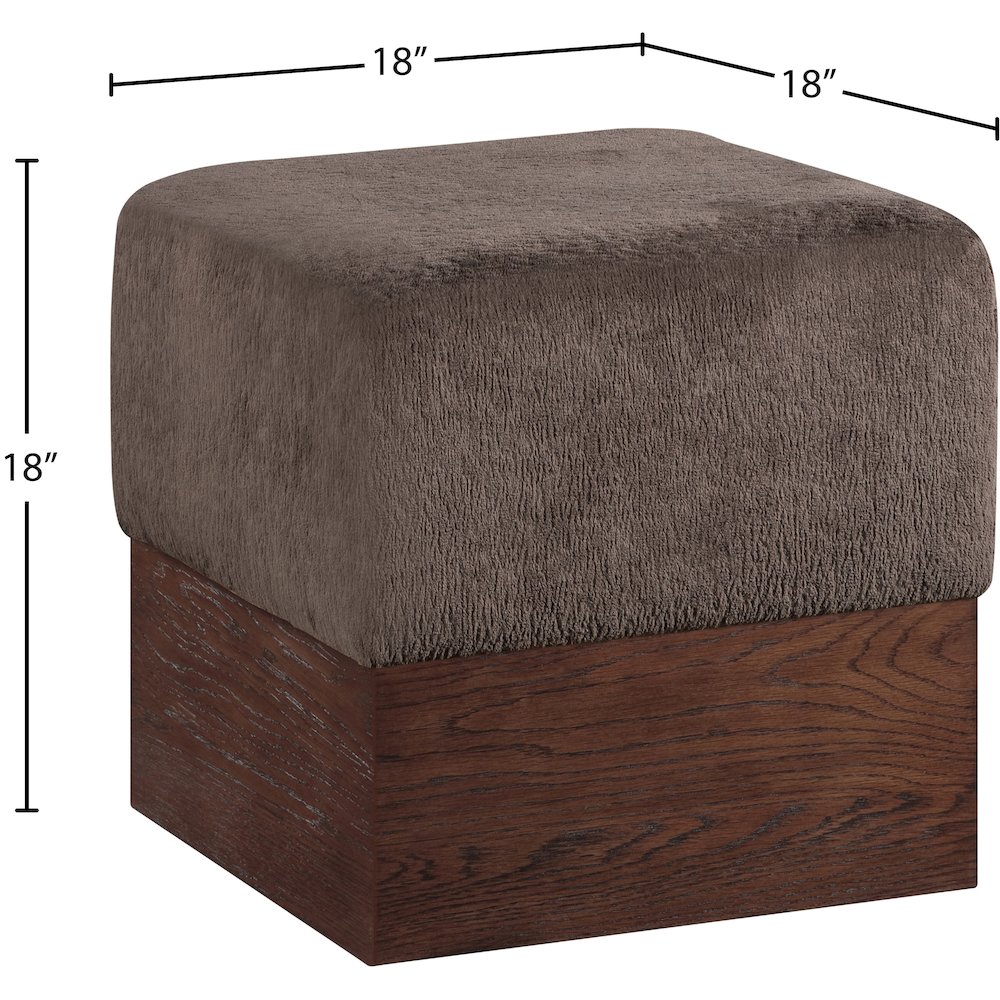Havre Brown Velour Fur Fabric Ottoman/Stool. Picture 6