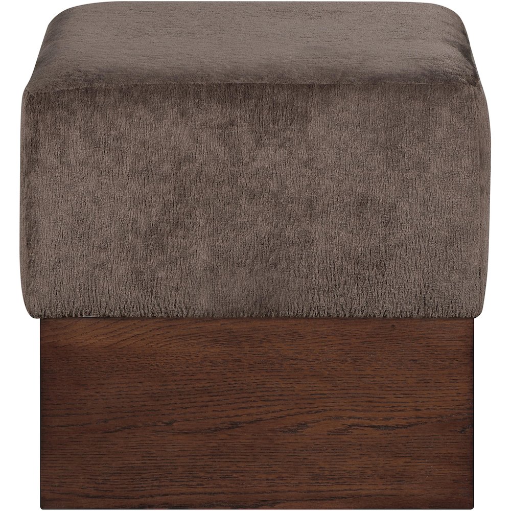 Havre Brown Velour Fur Fabric Ottoman/Stool. Picture 3