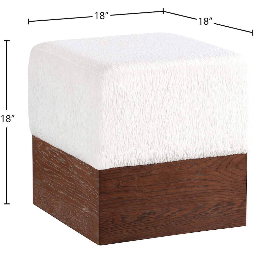 Havre Cream Velour Fur Fabric Ottoman/Stool. Picture 6