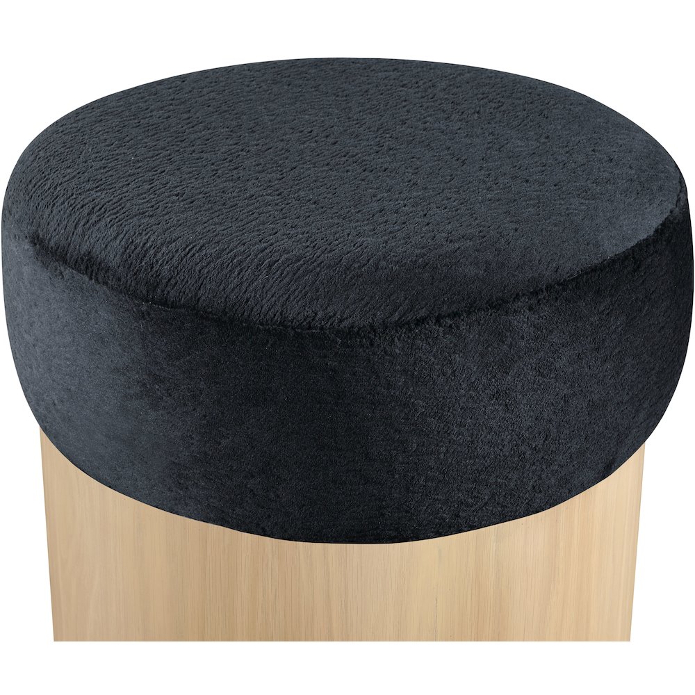 Nimes Black Velour Fur Fabric Ottoman/Stool. Picture 4