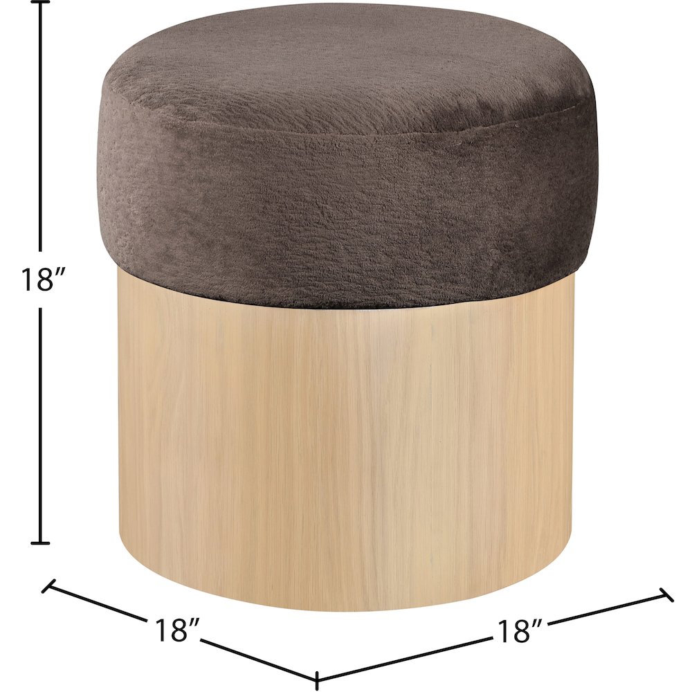 Nimes Brown Velour Fur Fabric Ottoman/Stool. Picture 5