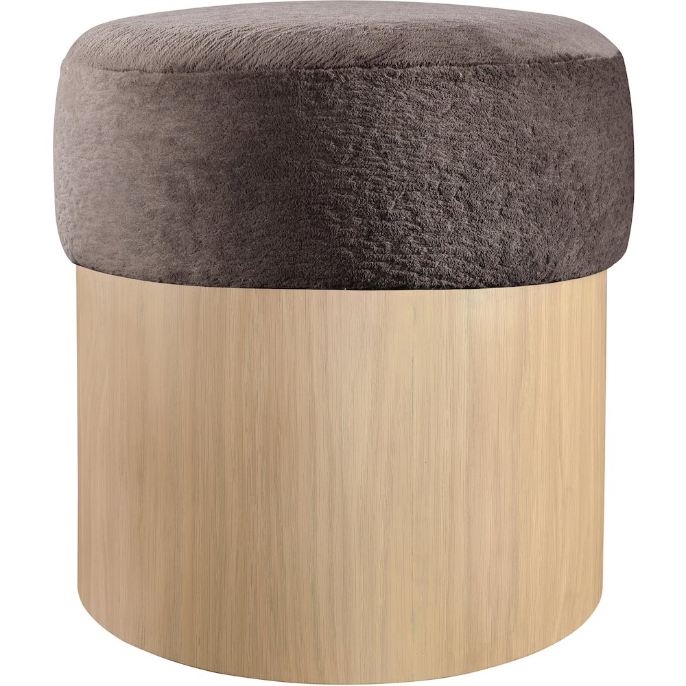 Nimes Brown Velour Fur Fabric Ottoman/Stool. Picture 3
