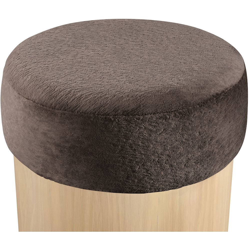 Nimes Brown Velour Fur Fabric Ottoman/Stool. Picture 4