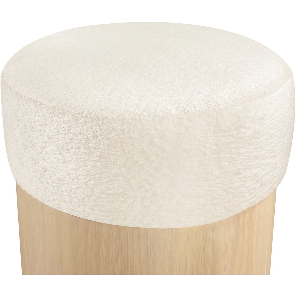 Nimes Cream Velour Fur Fabric Ottoman/Stool. Picture 4