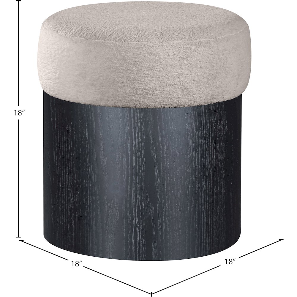 Nimes Beige Velour Fur Fabric Ottoman/Stool. Picture 6