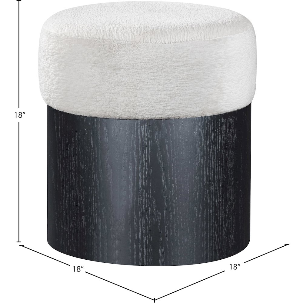 Nimes Cream Velour Fur Fabric Ottoman/Stool. Picture 6