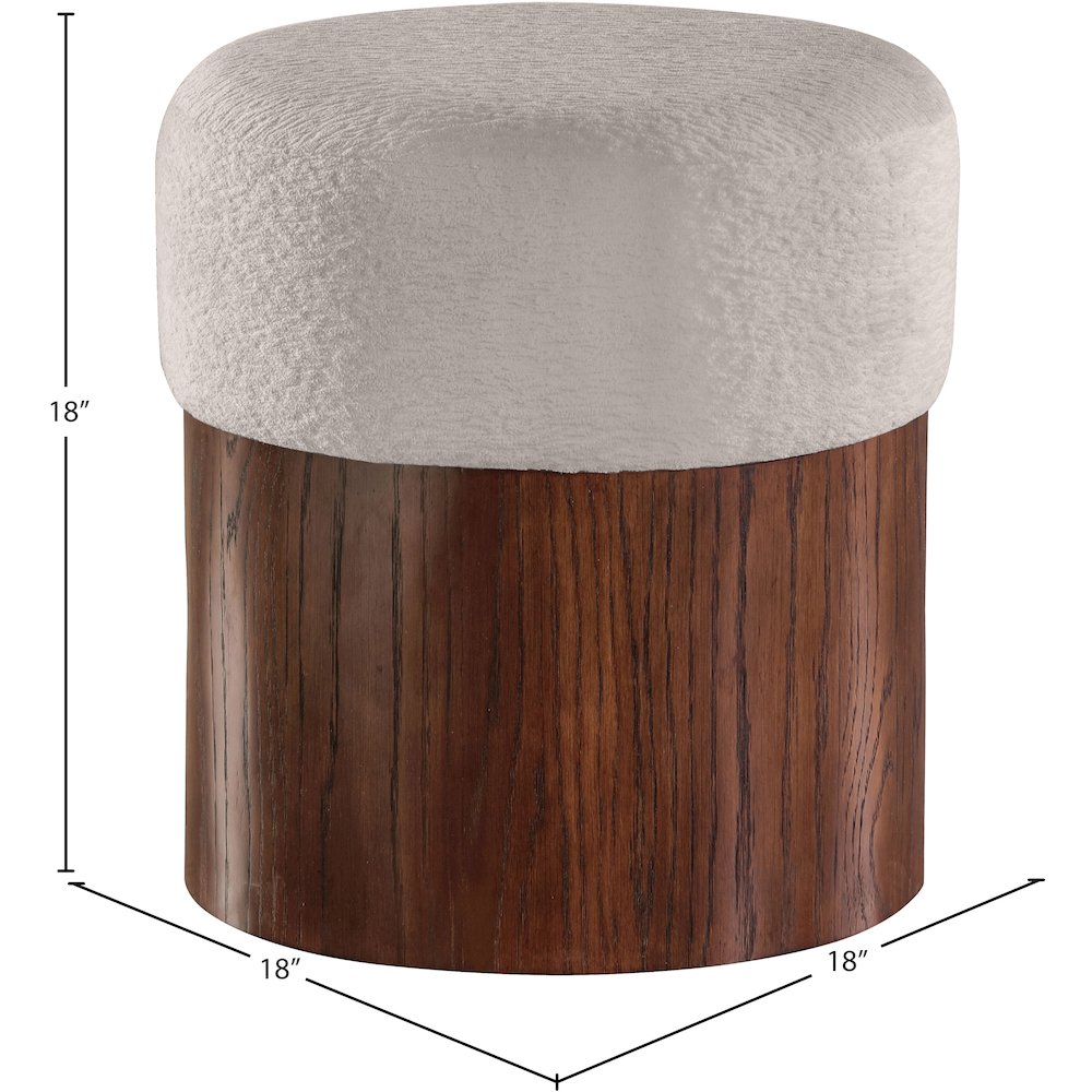 Nimes Beige Velour Fur Fabric Ottoman/Stool. Picture 6
