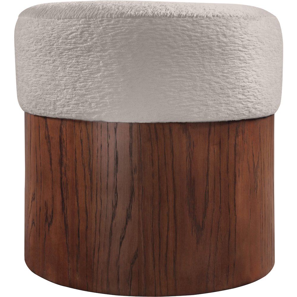 Nimes Beige Velour Fur Fabric Ottoman/Stool. Picture 3