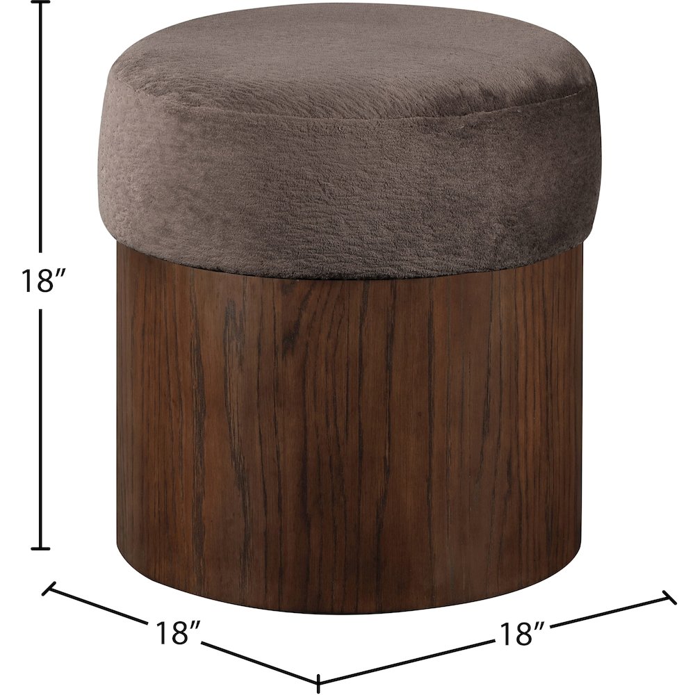 Nimes Brown Velour Fur Fabric Ottoman/Stool. Picture 6