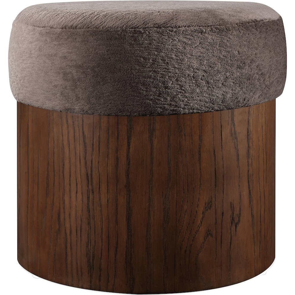 Nimes Brown Velour Fur Fabric Ottoman/Stool. Picture 3