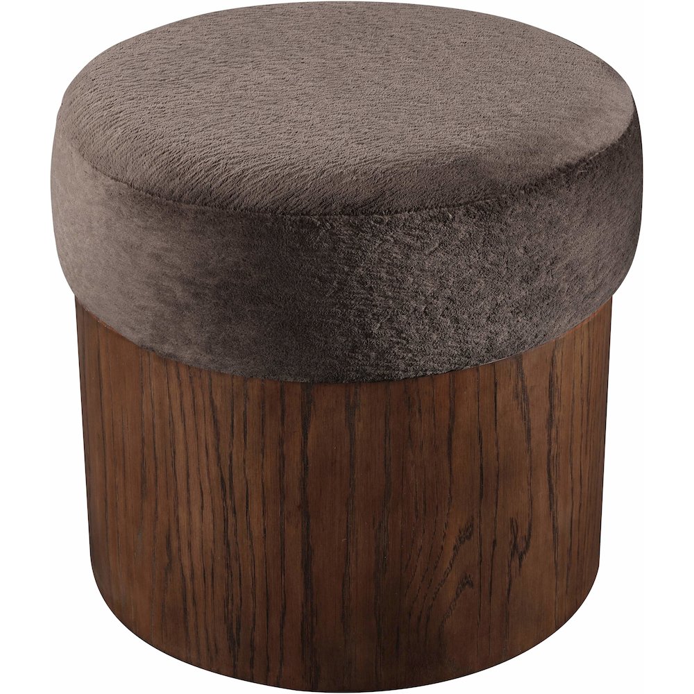 Nimes Brown Velour Fur Fabric Ottoman/Stool. Picture 4