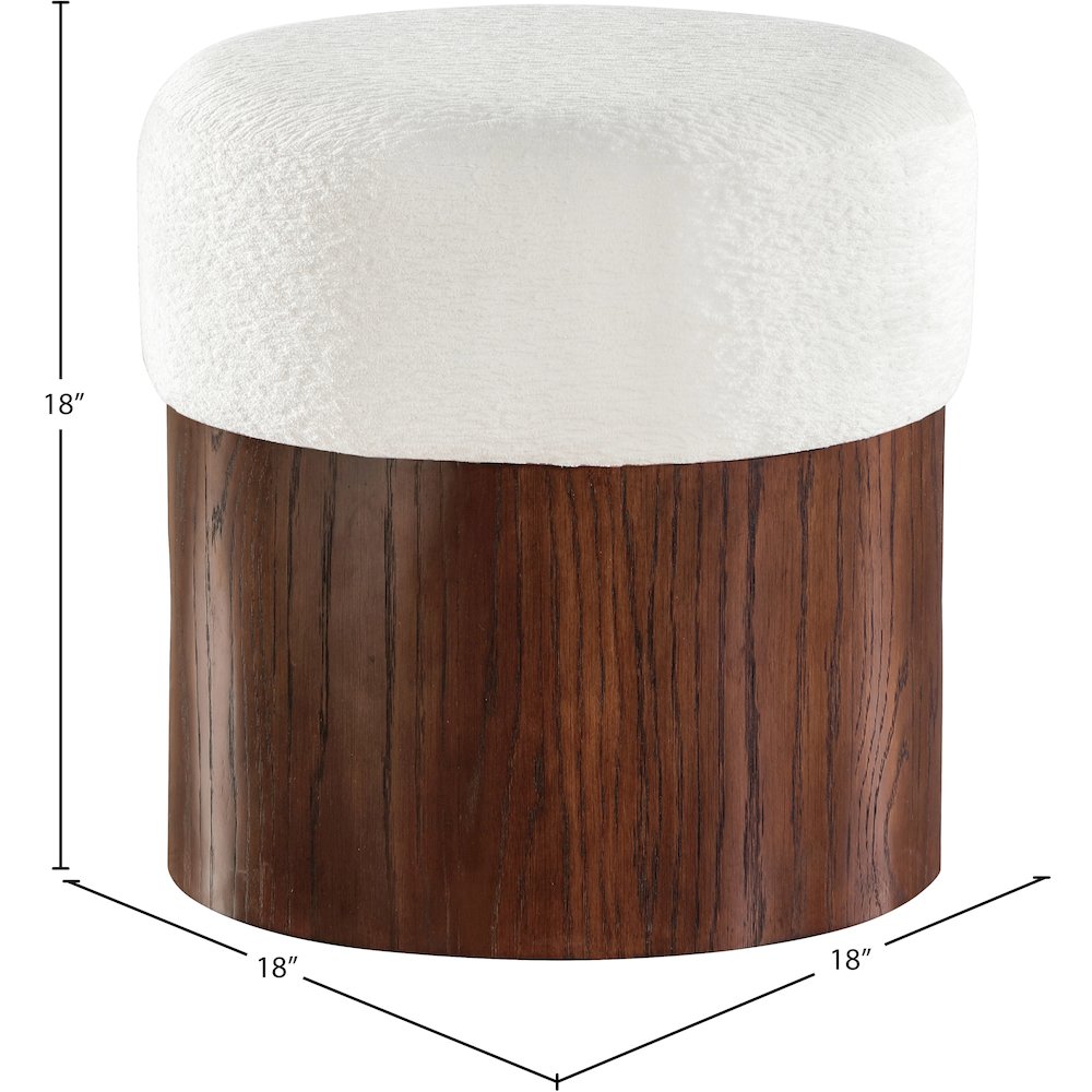 Nimes Cream Velour Fur Fabric Ottoman/Stool. Picture 6