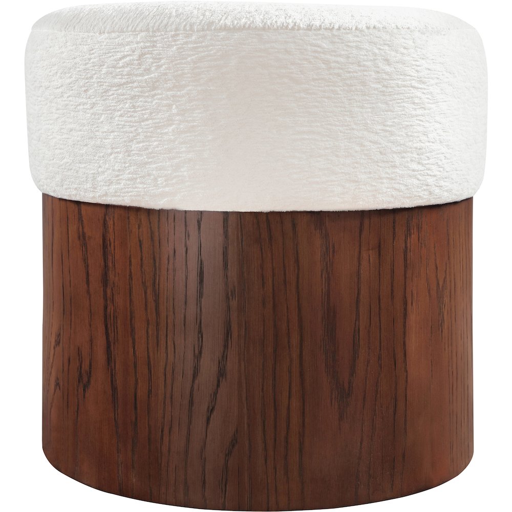 Nimes Cream Velour Fur Fabric Ottoman/Stool. Picture 3