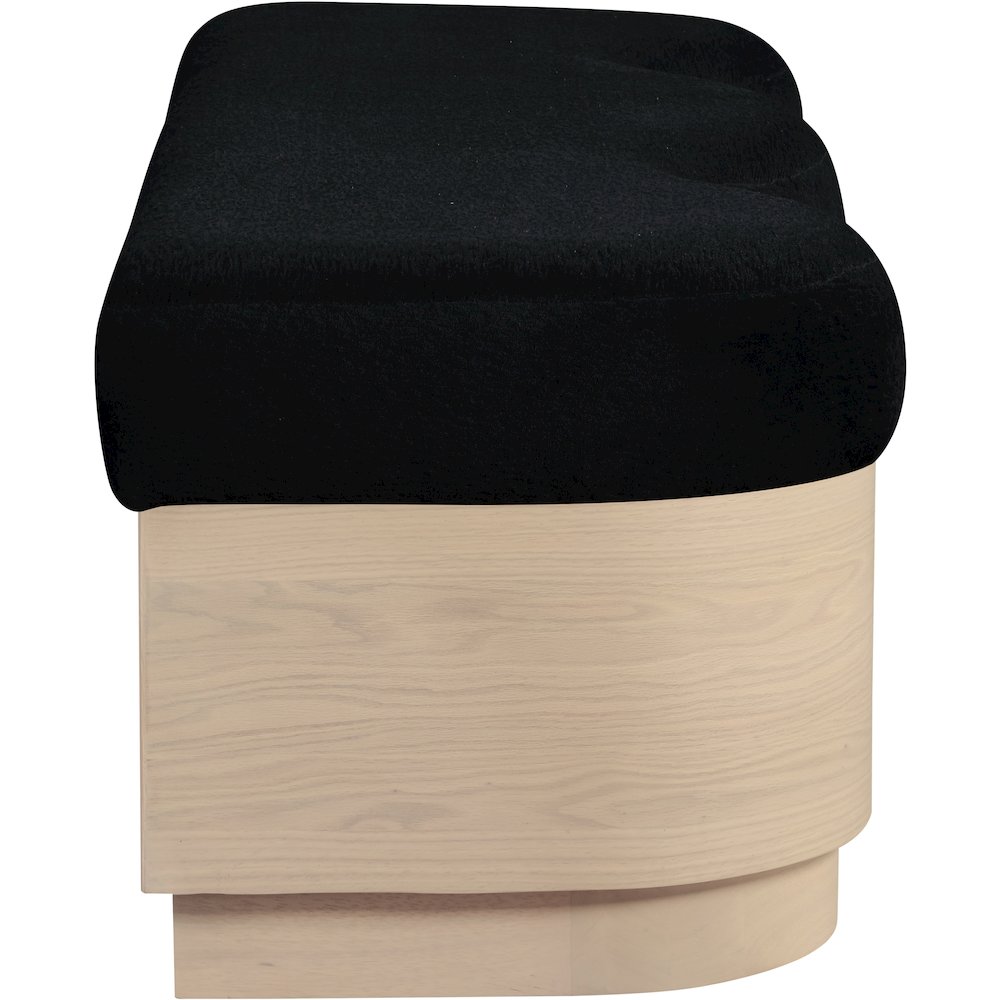 Savoy Black Velour Fur Fabric Bench. Picture 4
