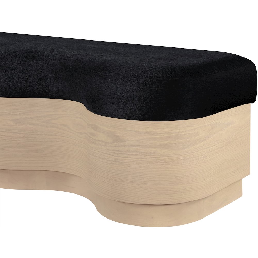 Savoy Black Velour Fur Fabric Bench. Picture 5