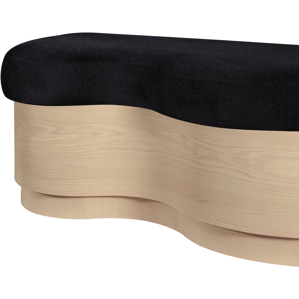 Savoy Black Velour Fur Fabric Bench. Picture 6