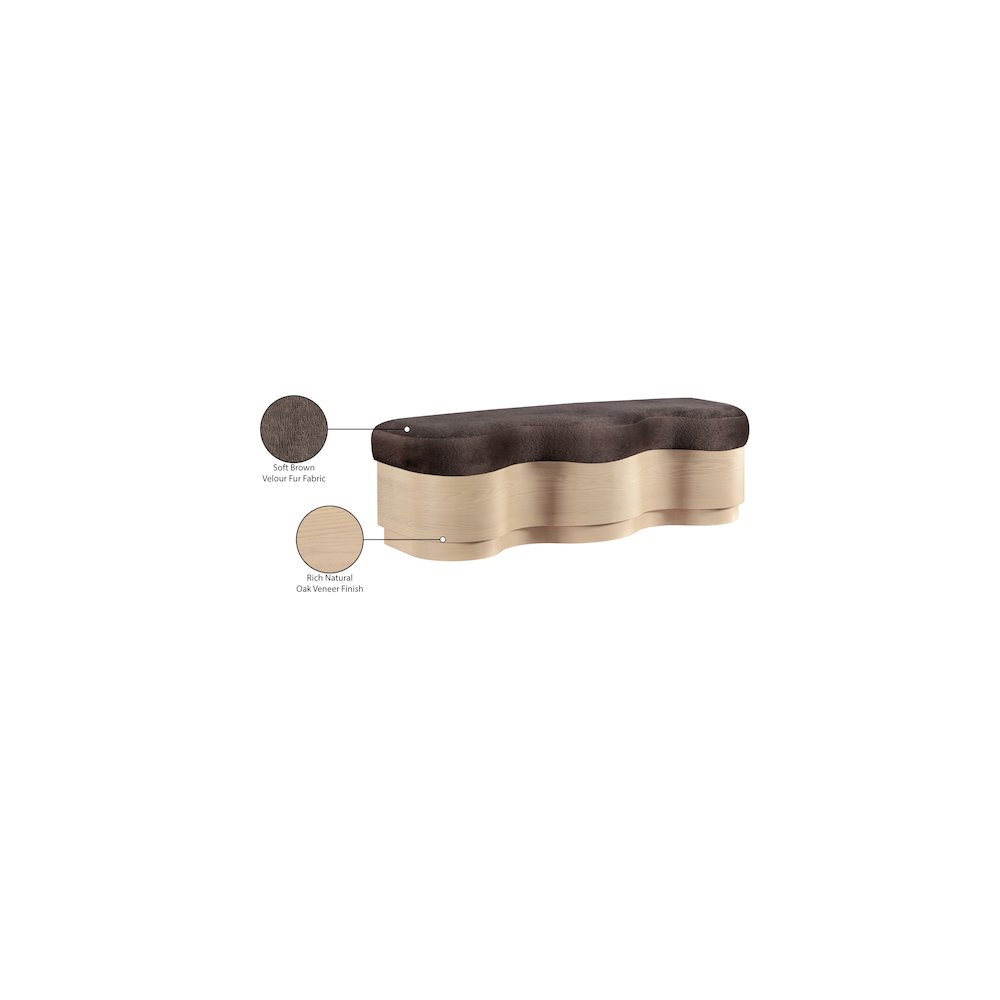 Savoy Brown Velour Fur Fabric Bench. Picture 9