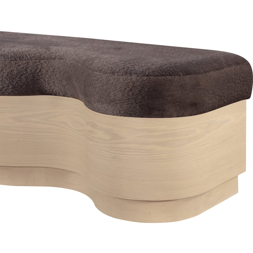 Savoy Brown Velour Fur Fabric Bench. Picture 5