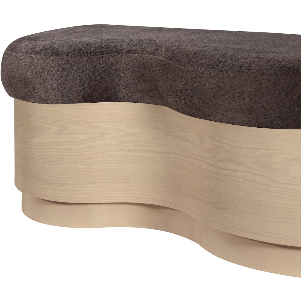 Savoy Brown Velour Fur Fabric Bench. Picture 6