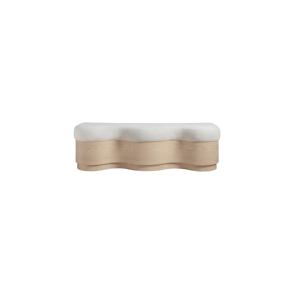 Savoy Cream Velour Fur Fabric Bench. Picture 3