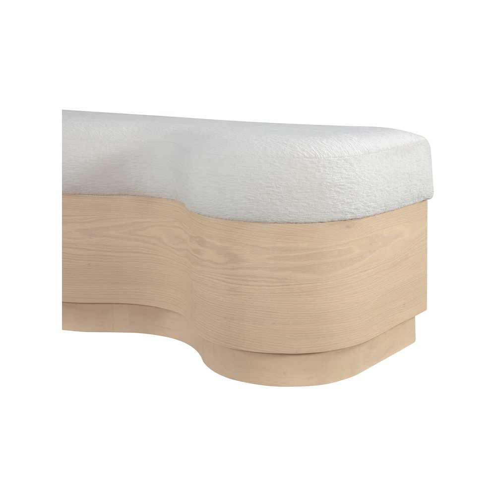 Savoy Cream Velour Fur Fabric Bench. Picture 5