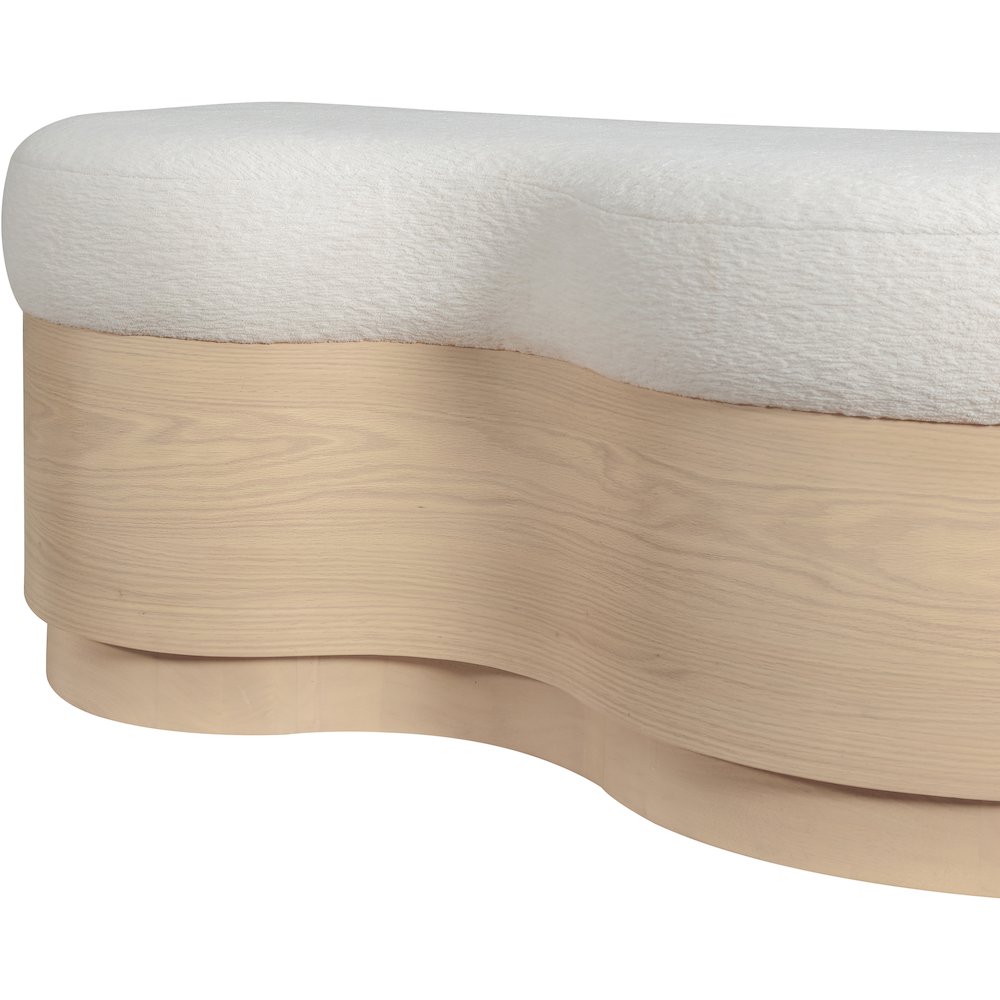Savoy Cream Velour Fur Fabric Bench. Picture 6