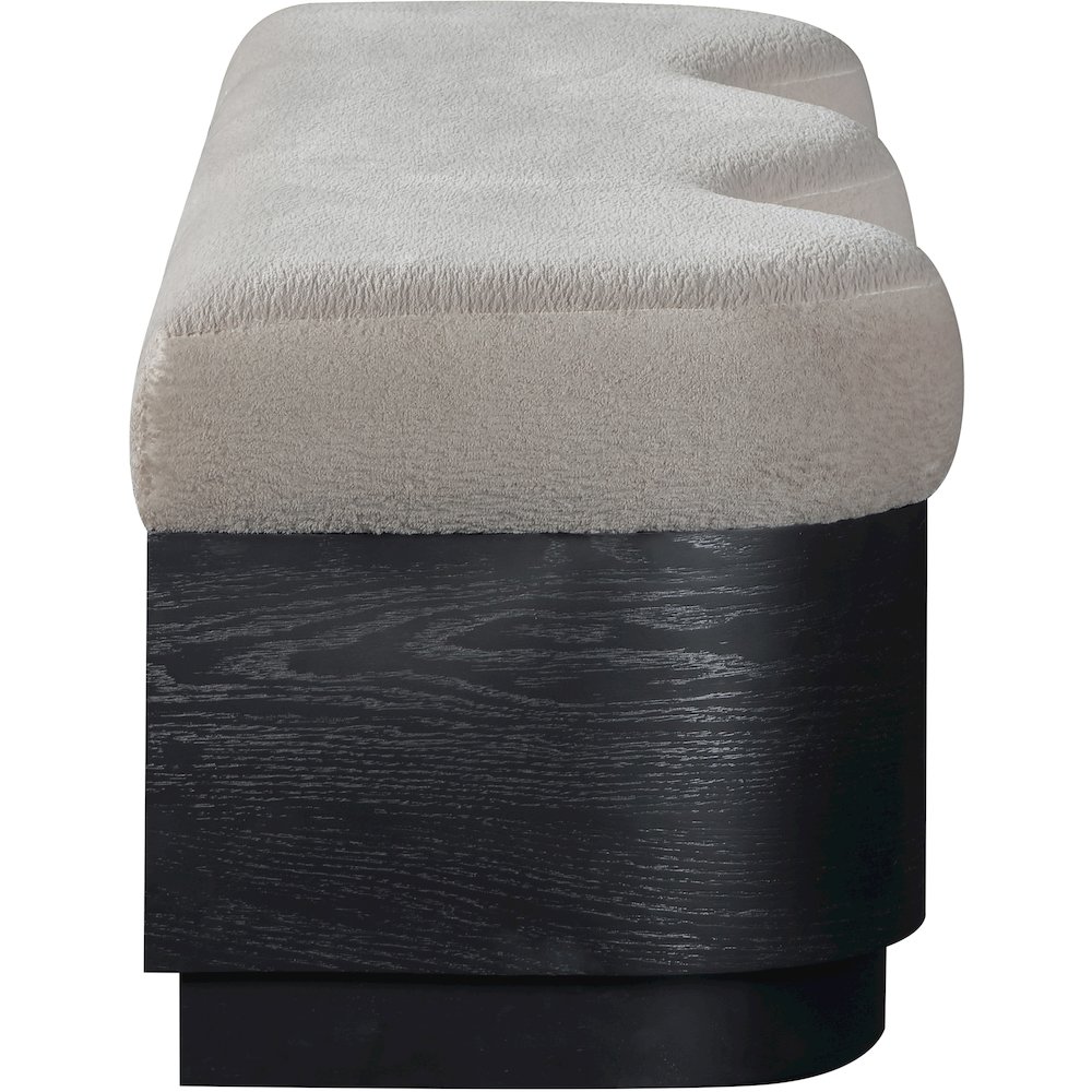 Savoy Beige Velour Fur Fabric Bench. Picture 4