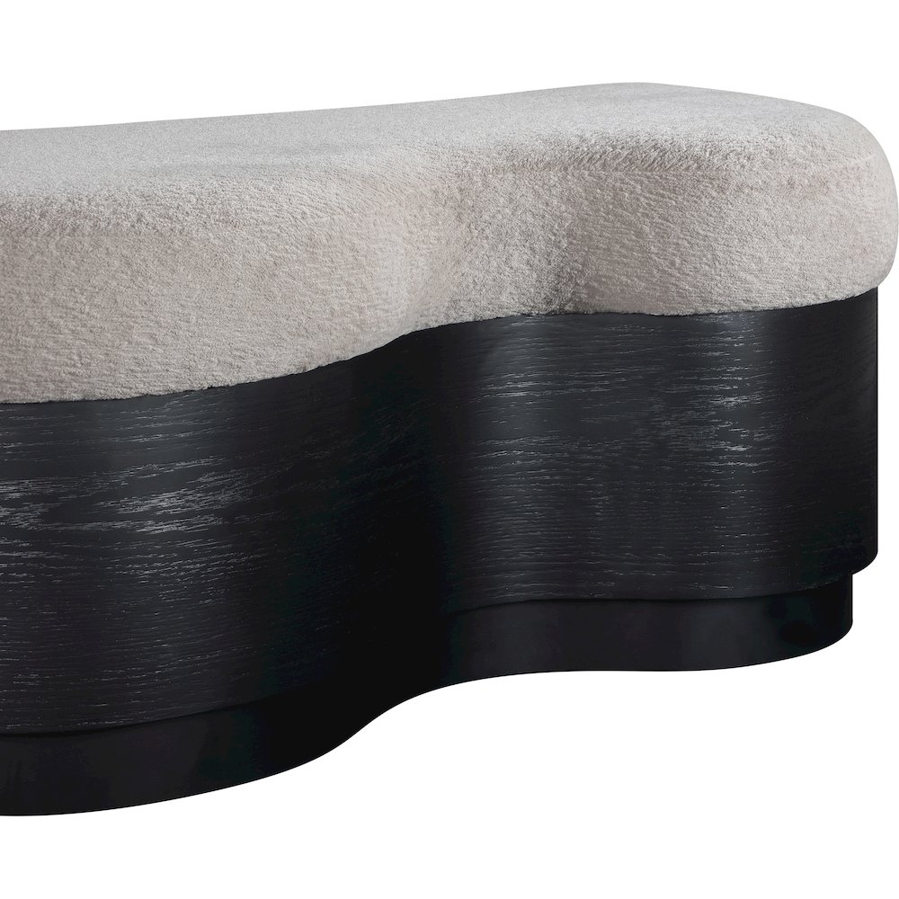 Savoy Beige Velour Fur Fabric Bench. Picture 5